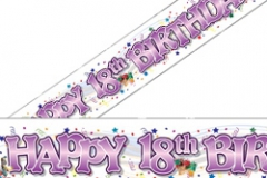 18th pink paper banner 2 mtr x 32 cm