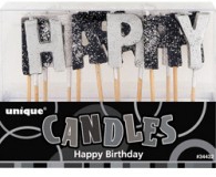 Black glitz happy birthday candles