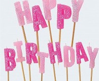 Pink glitz happy birthday candles