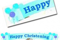 blue christening paper banner