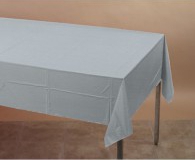 Silver rectangle plastic tablecloth