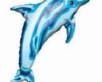 Shape Dolphin Jewel Blue Transparent Foil Balloon (84cm x 56cm) (Self sealing balloon, Requires helium inflation) - Each