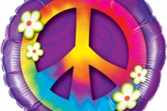 45cm Peace Sign & Daises Foil Balloon (Self sealing balloon, requires helium inflation) - Each